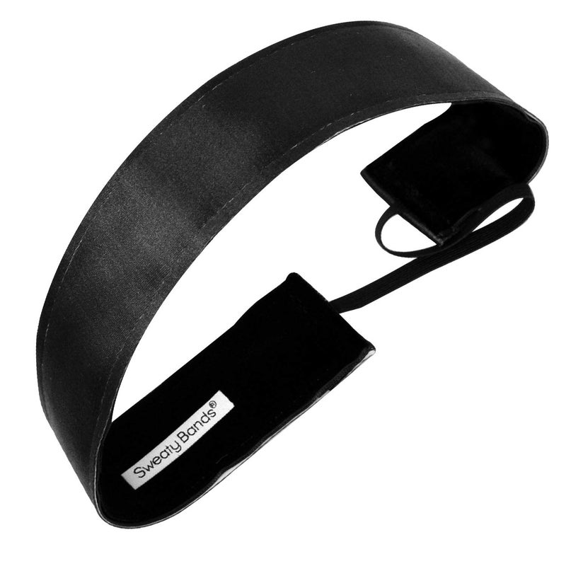 Sweaty Bands Womens Girls Headband  NonSlip VelvetLined Workout Hairband  Wicked Black 15Inch